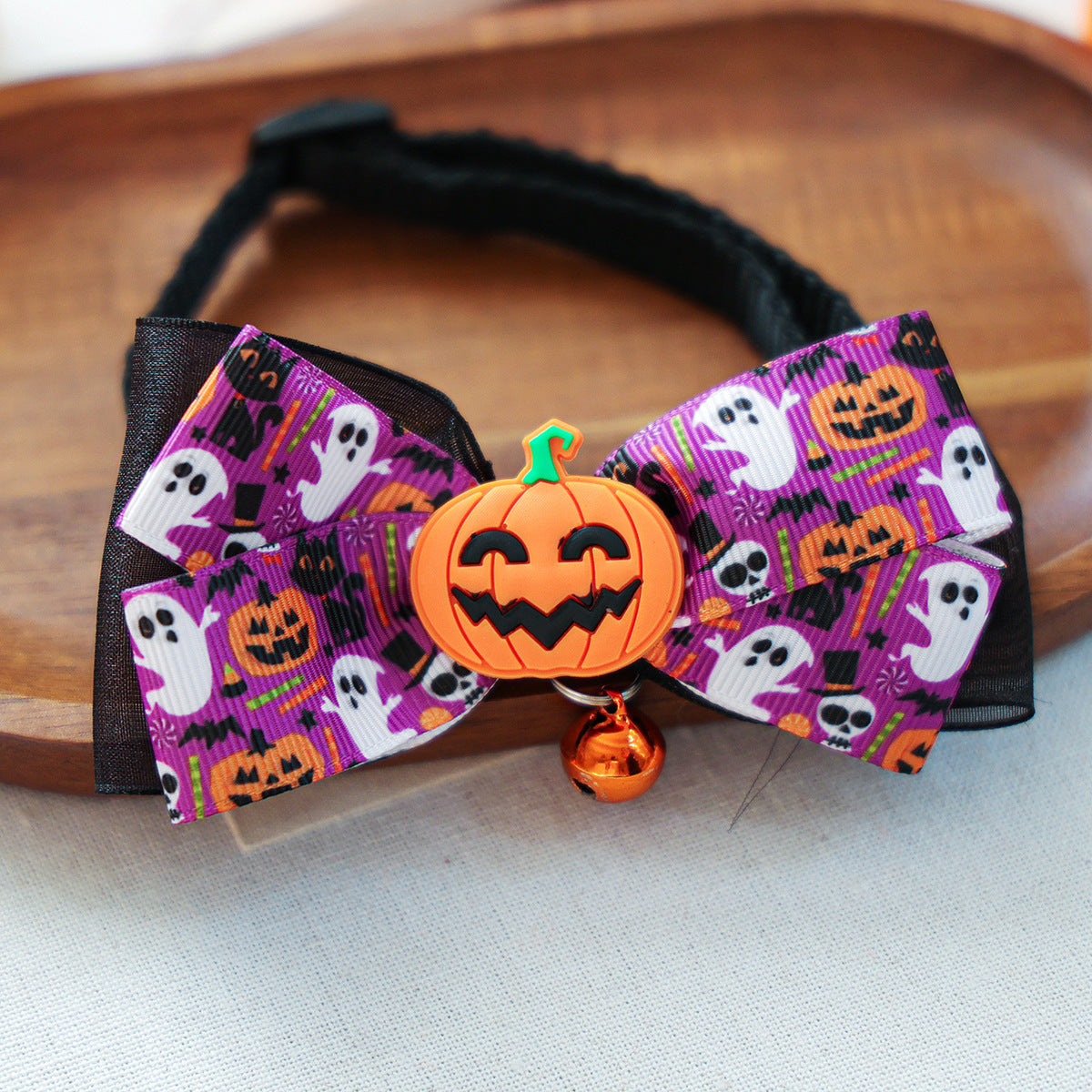 Pet Halloween Pet Collar with Funny Pumpkin Decoration, Dog Collar with Bow Tie, Cat Scarf for Small Dogs by eprolo