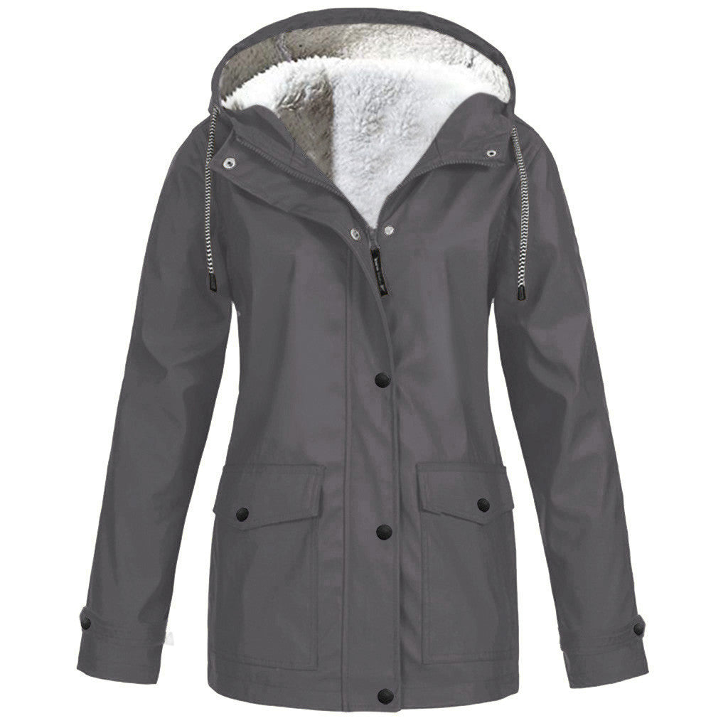 Fleece Jacket Outdoor Mountaineering Hooded Coat Winter Outwear by My Store