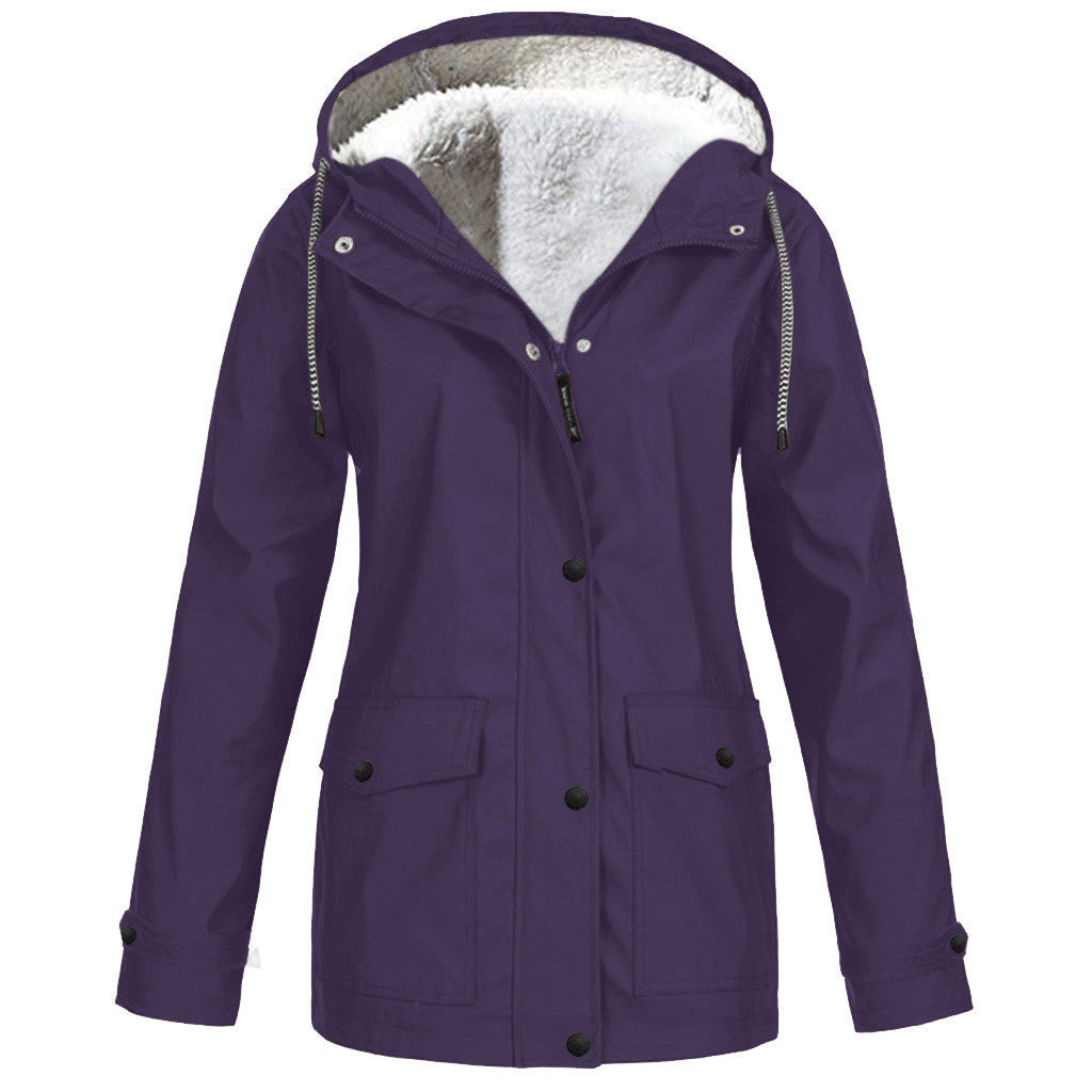 Fleece Jacket Outdoor Mountaineering Hooded Coat Winter Outwear by My Store