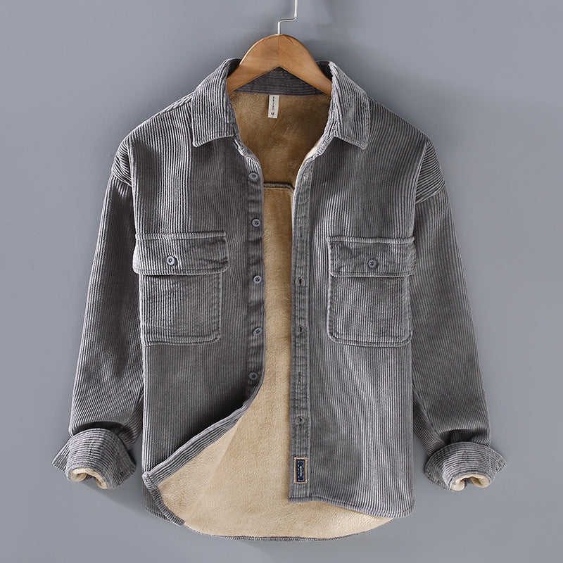 Men's Fleece Lined Padded Warm Keeping Casual Coat Shirt by My Store