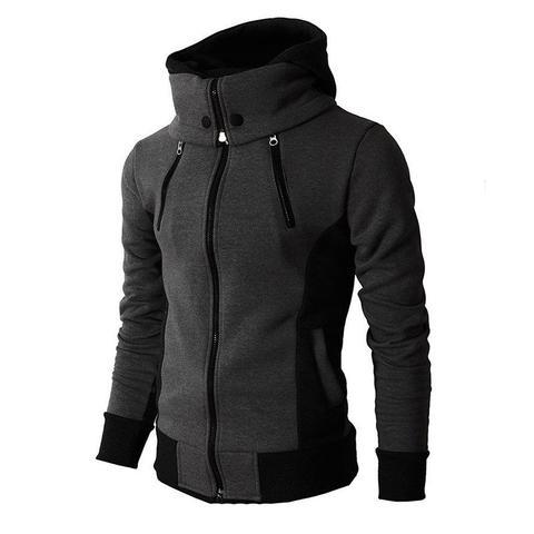 Men's Zip UP Hooded Jacket Fake Two Piece Sports Cardigan Casual Slim Sweatshirt Jacket by DERILUJA LLC