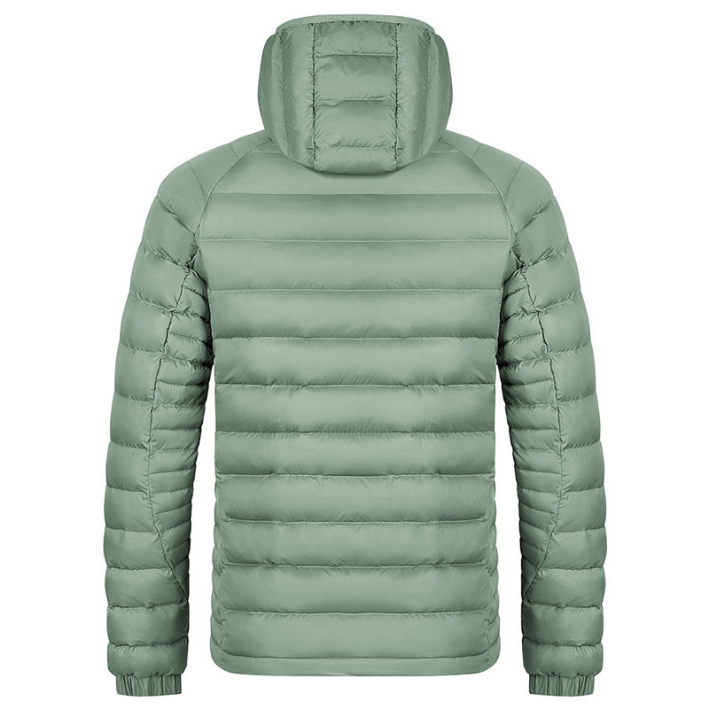 Winter Lightweight Hooded Coat With Pockets Fashion Warm Portable Zipper Jacket For Men Clothing Solid Color Outerwear Tops by DERILUJA LLC