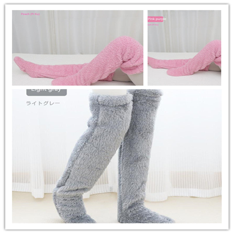 Over Knee High Fuzzy Long Socks Winter Warm Cold Leg Knee Joint Cold-proof Stockings Home Floor Sleeping Socks by My Store