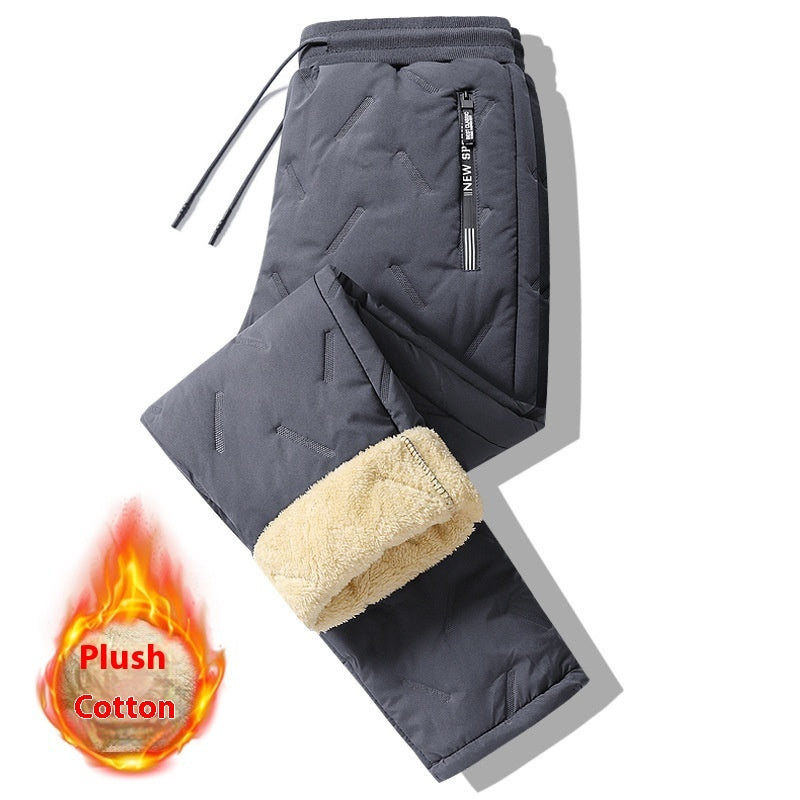 Winter Sweatwear Men Plush Thick Fleece Sweatpant Lambswool Thermal Trousers Casual Pants Waterproof Windproof Warm Cotton Pants by My Store
