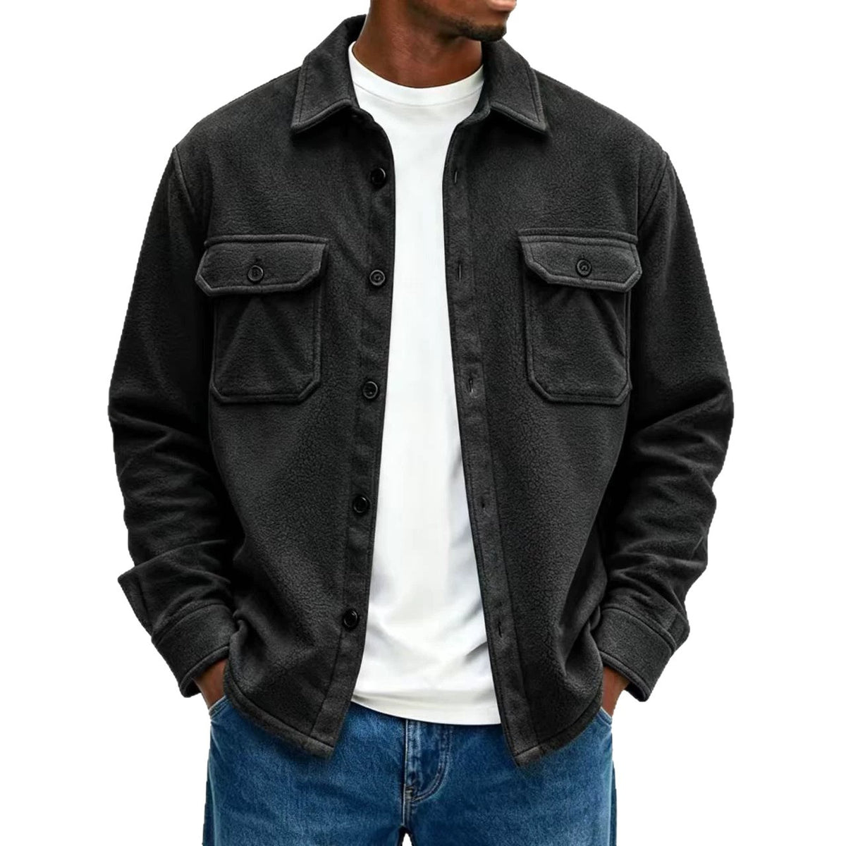 Men's Casual Loose-fit Jacket Coat by DERILUJA LLC