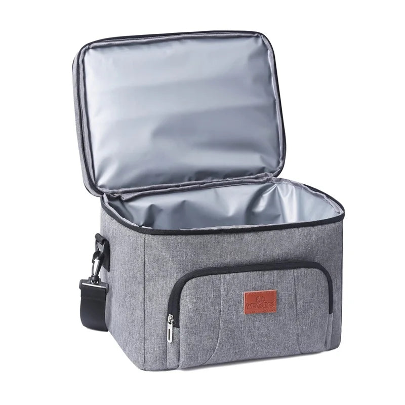 Large Capacity Double Layer Crosbody Lunch Bags Thermal Insulation Picnic Food Beverage Bag Outdoor Ice Bag Travel Storage Bags