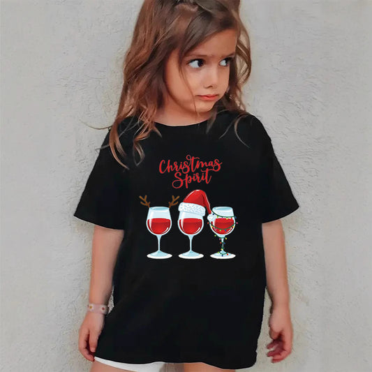 Combed Cotton New Christmas Children's Short Sleeve Girls' T-Shirt Kids Clothing Boys' Short Sleeve by eprolo