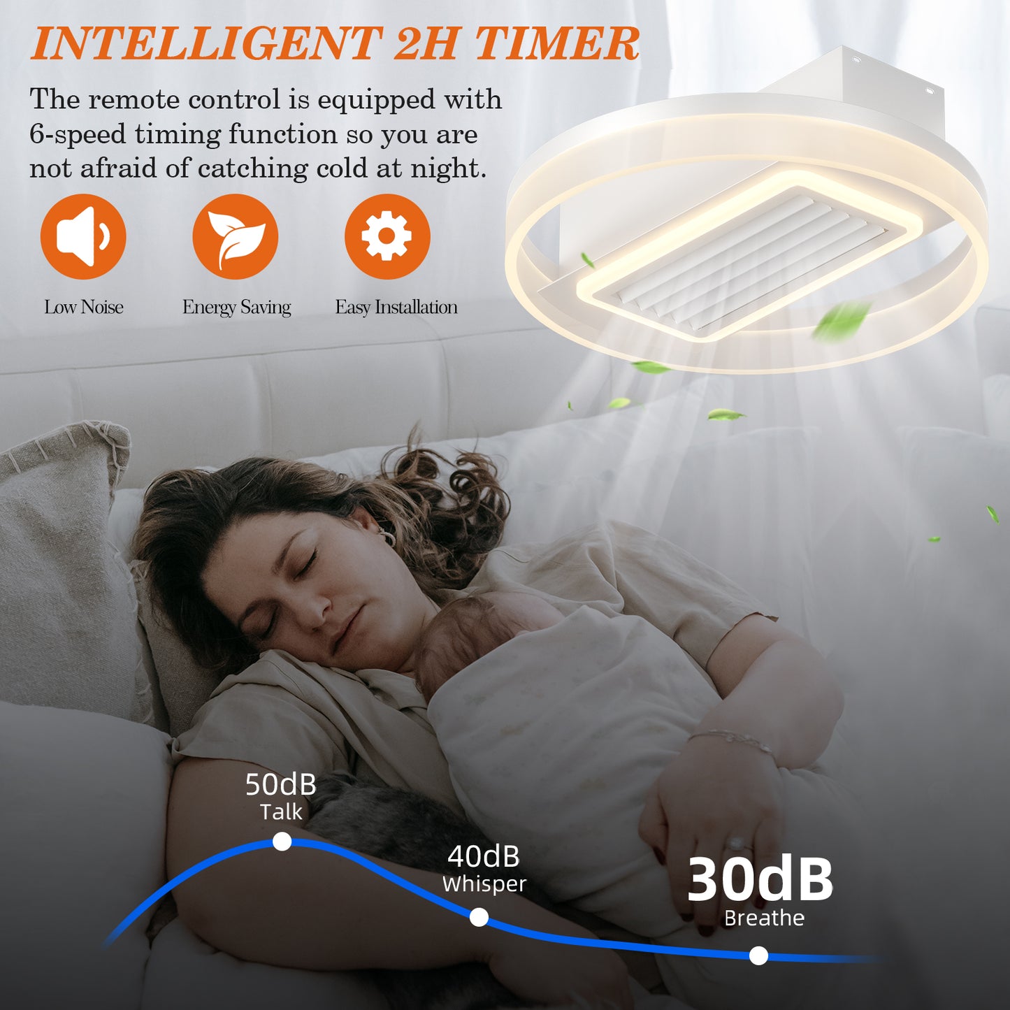 Bladeless Fan Lamp With Lights Dimmable LED by eprolo