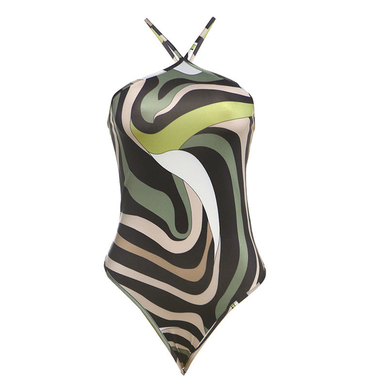 Print Sleeveless Tie-Back Backless Bodycon Jumpsuit by eprolo