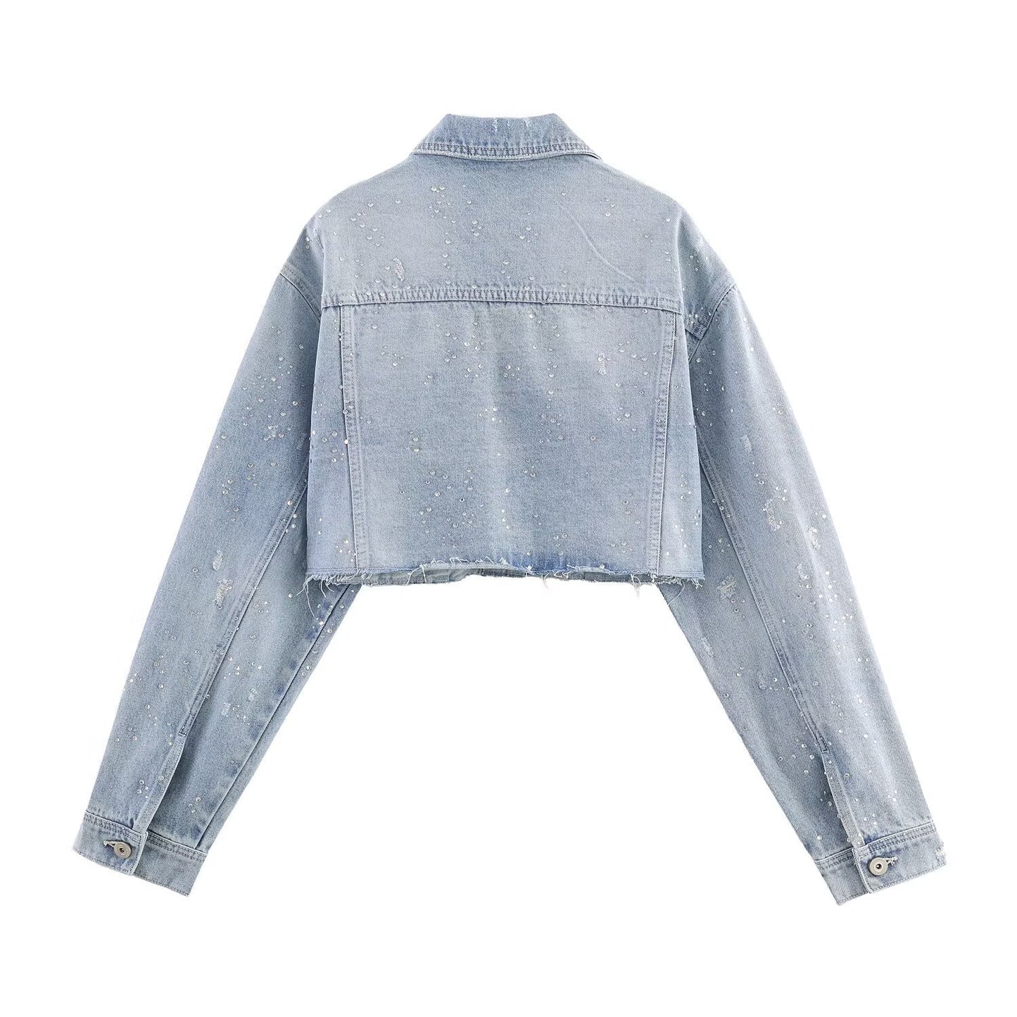Water drill short denim jacket+pants set by eprolo