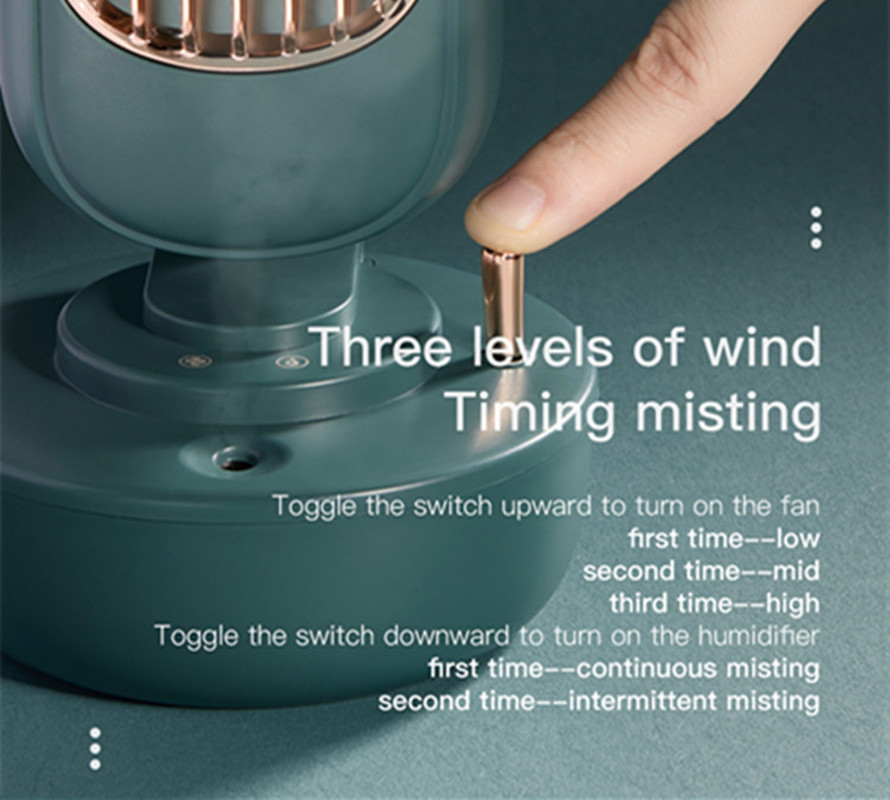 Retro Humidification Tower Fan Creative Two-In-One Spray Fan Desktop USB Integrated Humidification Fan by eprolo