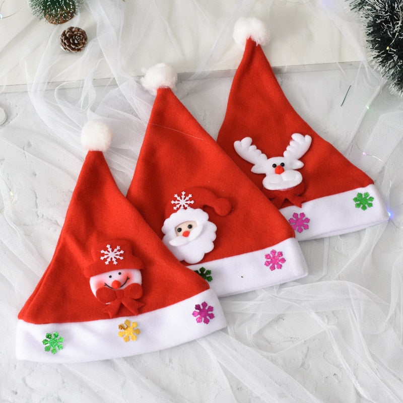 Merry Christmas Hat Light Up LED New Year Navidad  Cap Snowman ElK Santa Claus Hats For Kids Children Adult Xmas Gift Decoration