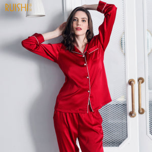 J&Q christmas products couple matching silk pijamas home clothing for man and women couple Christmas pajamas christmas clothing