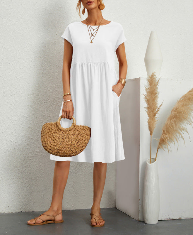 Women’s Summer A-Line Dress with Pockets by DERILUJA LLC