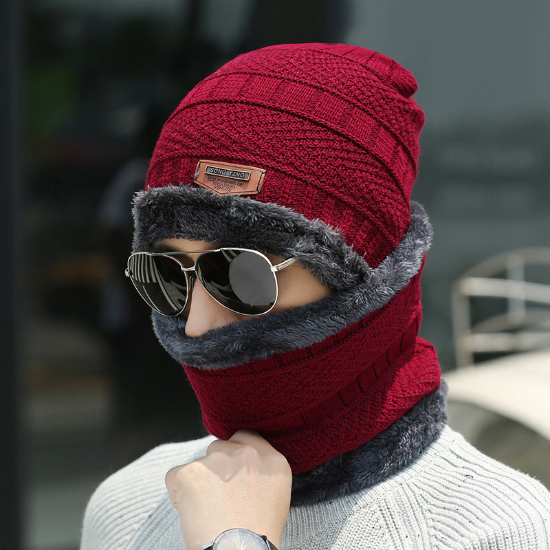 Winter Beanie Hat Scarf Set Warm Knit Hat Thick Fleece Lined Winter Hat Neck Warmer For Men Women by My Store