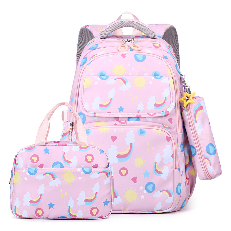 Back-protecting Large-capacity Three-piece Student School Bag Set by DERILUJA LLC