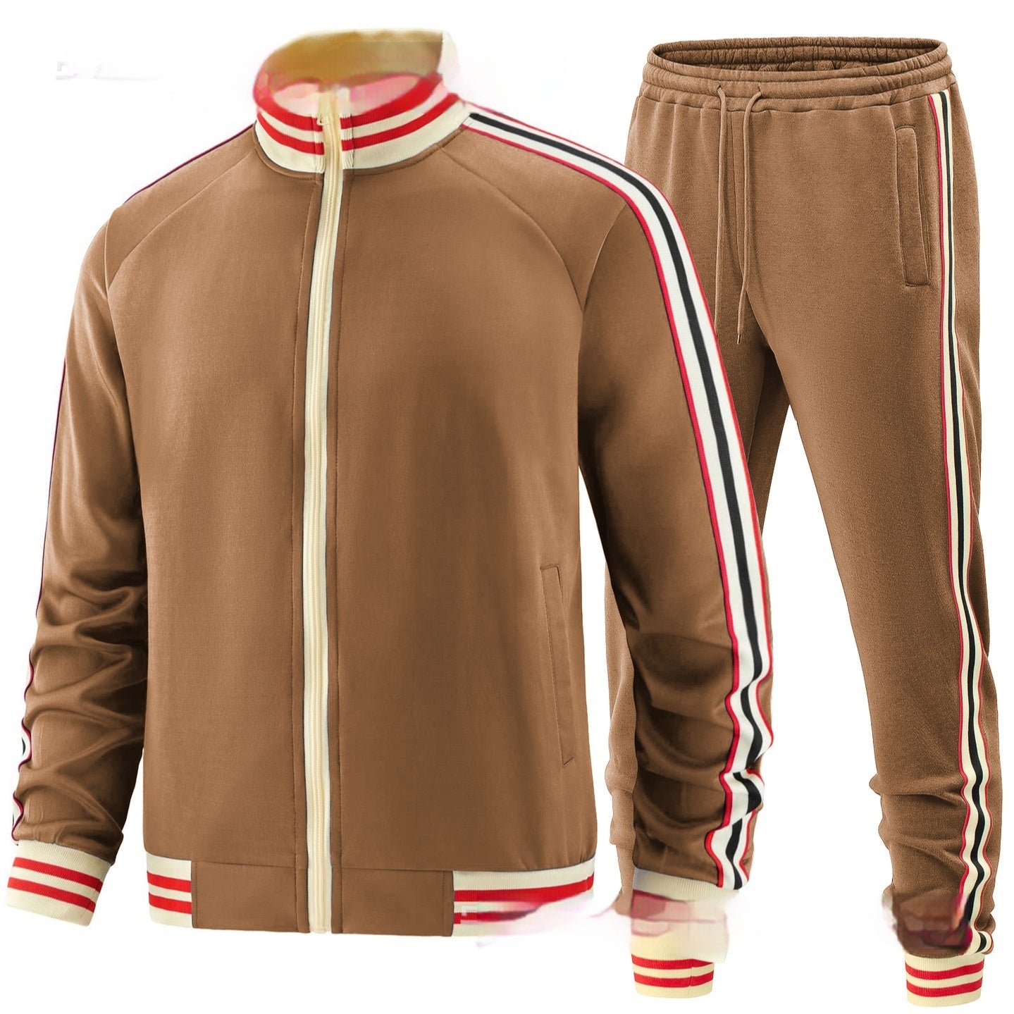 Men's Casual Sports Suit Color Matching Two-piece Set by My Store