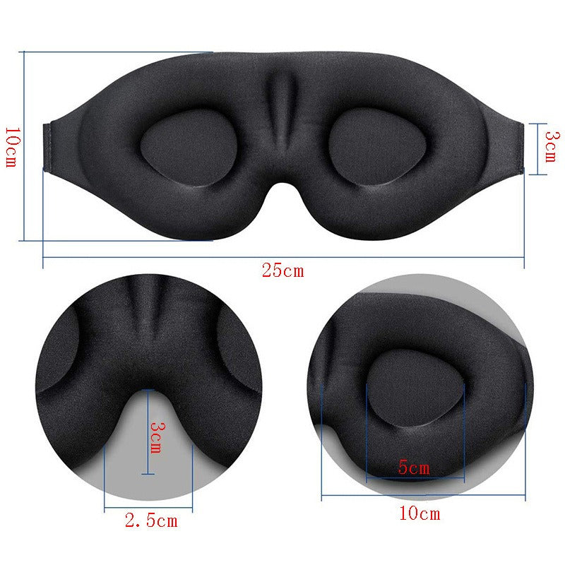 3D Three-Dimensional Sleep Eye Mask Memory Foam Black Blackout Breathable Eye Protection by eprolo