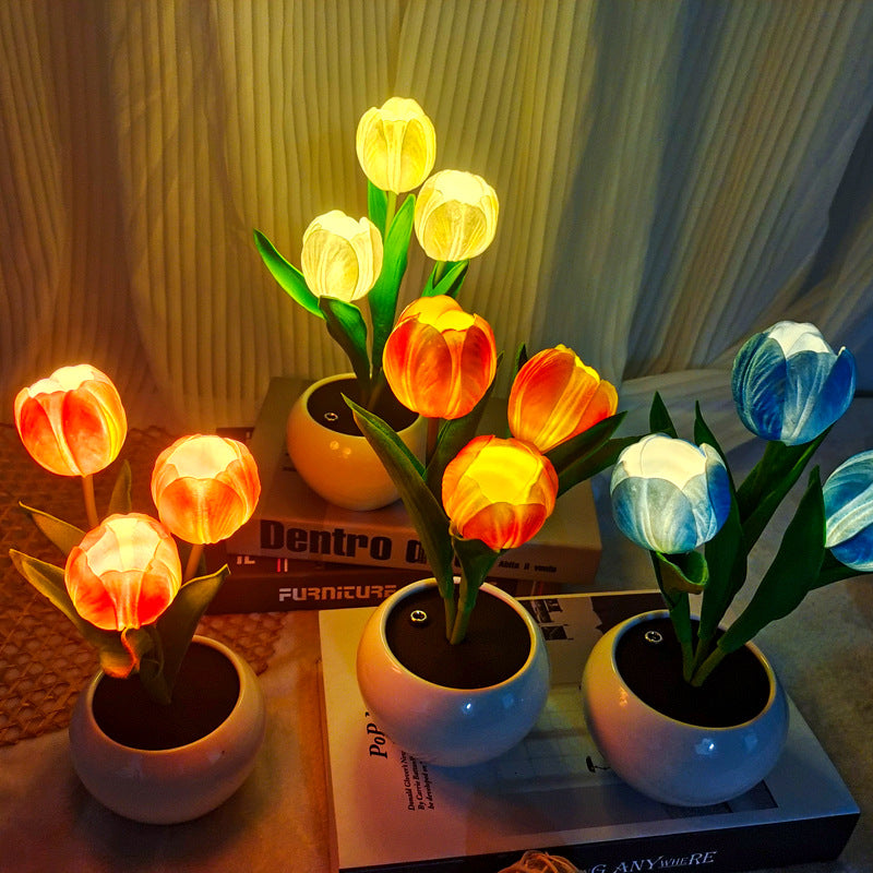 Rechargeable Tulip Night Light LED Simulation Flower Creative Table Light Home Decoration Bedroom Decoration Atmosphere Light by eprolo