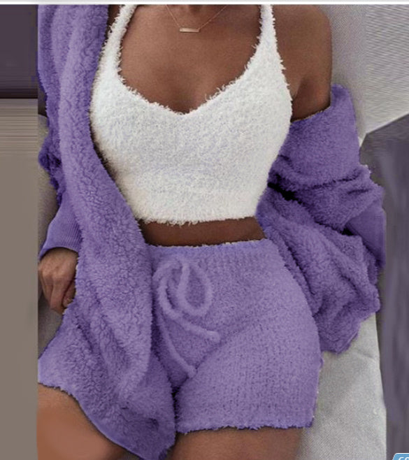 3 Pieces Of Fashionable Ladies Plush Home Clothes by My Store