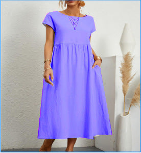 Women’s Summer A-Line Dress with Pockets by DERILUJA LLC
