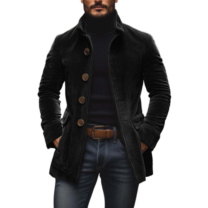 Men's Jacket Winter Stand Collar Button-up Coat Casual Blazer Outerwear Clothing by DERILUJA LLC