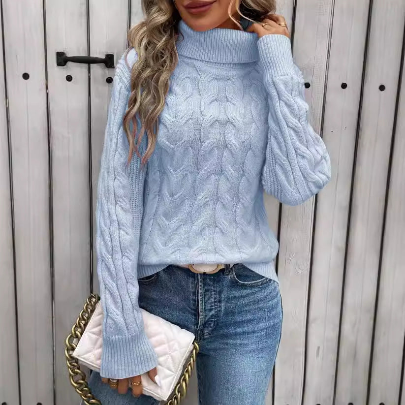 Women's Cable-knit Turtleneck Sweater by My Store