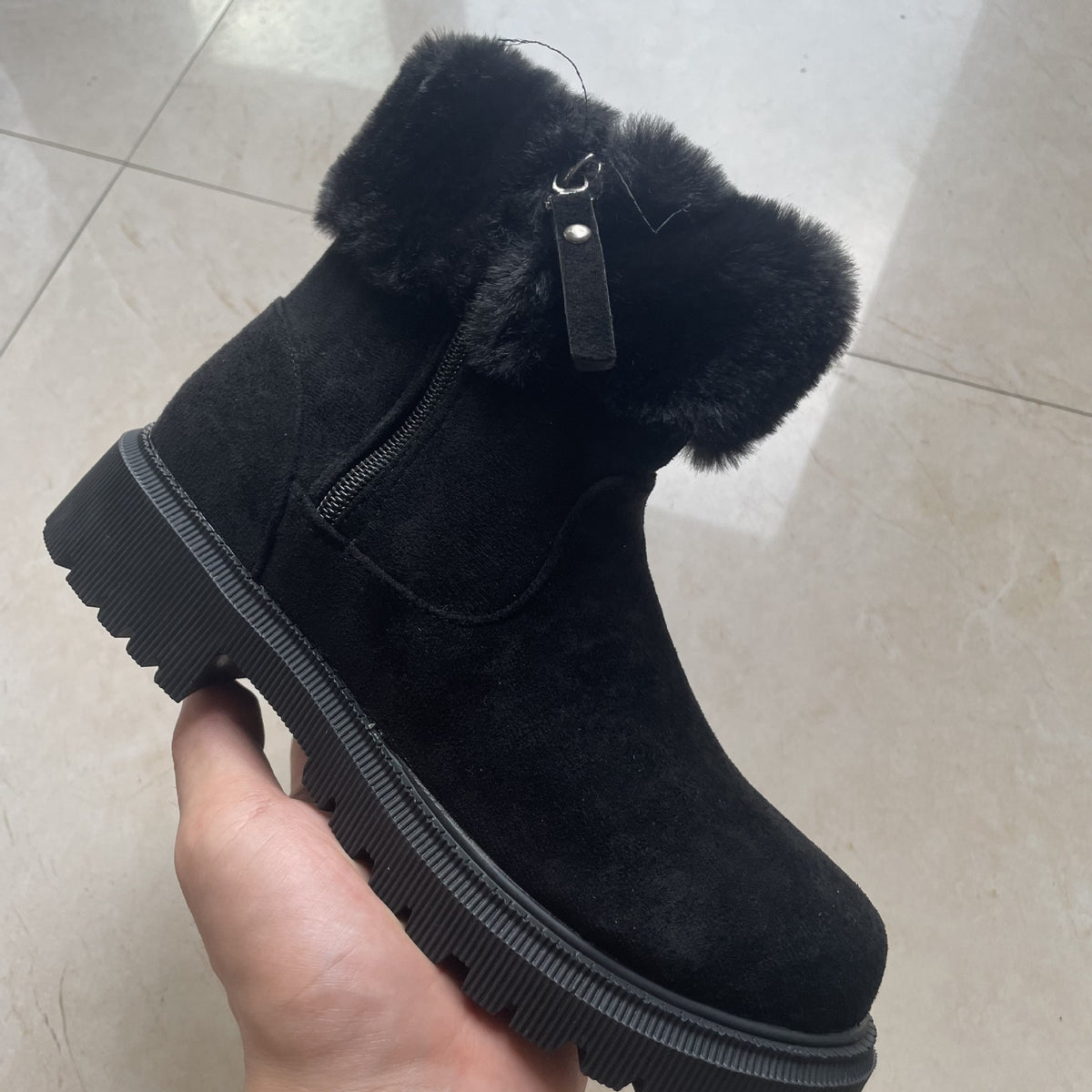 Warm Plush Boots Winter Fashion Side-Zipper Snow Boot For Women Outdoor Thickened Low-heelded Shoes by DERILUJA LLC