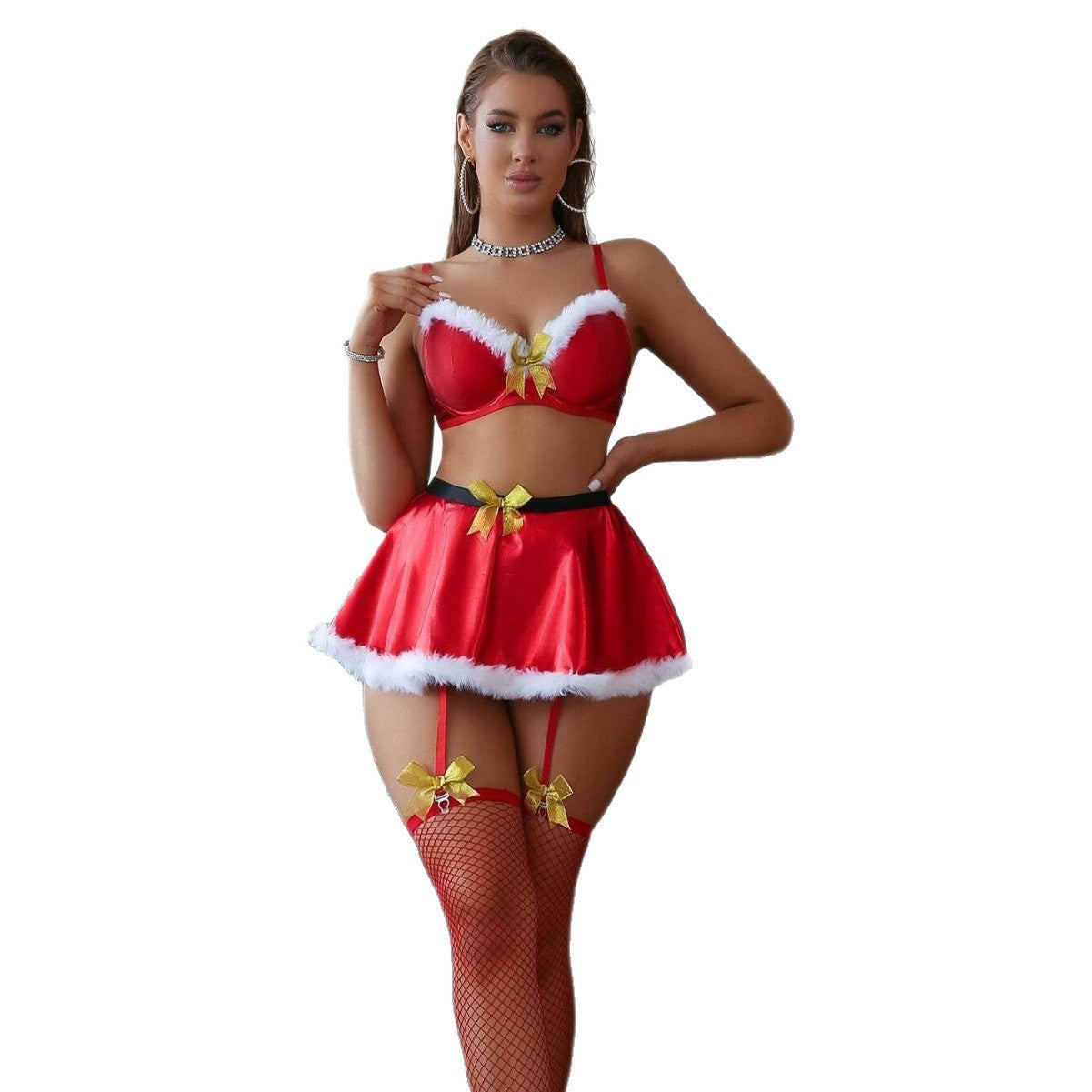 Christmas Role Playing Split Sexy Strap Stocking Sexy Underwear Set by eprolo