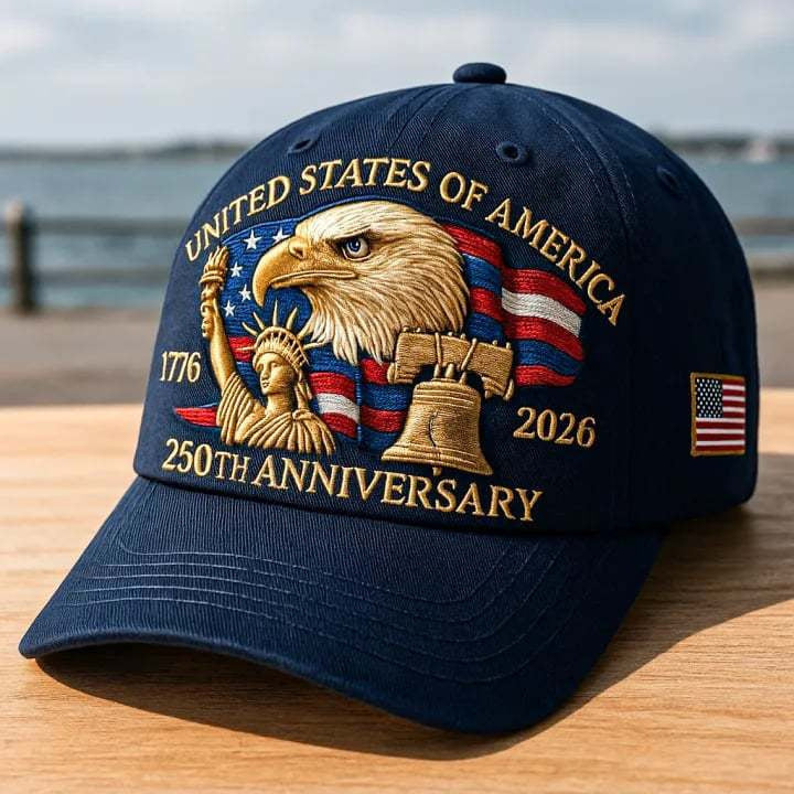 Embroidered American Eagle Head Baseball Cap - America 250th Anniversary Commemorative Design - Cotton Blend Adjustable Snapback Hat For Men And Women by DERILUJA LLC