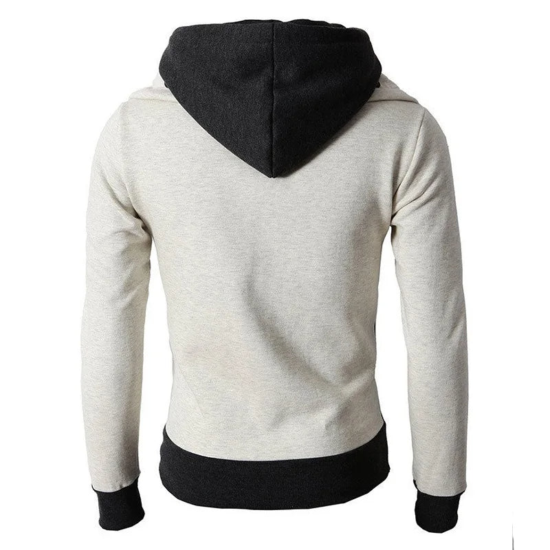Men's Zip UP Hooded Jacket Fake Two Piece Sports Cardigan Casual Slim Sweatshirt Jacket by DERILUJA LLC