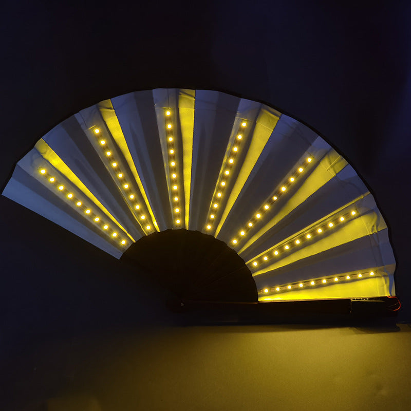 Bar Fan Ins Luminous Disco Fan Trend Electric Syllable Party Performance Props Flash Folding Fan by eprolo