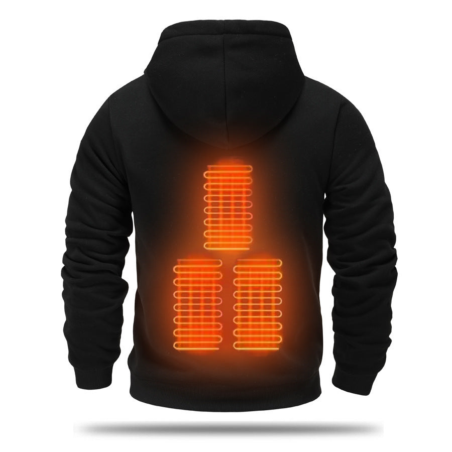 Men's USB Heating Brushed Hoody Warm by Badon Shop LLC