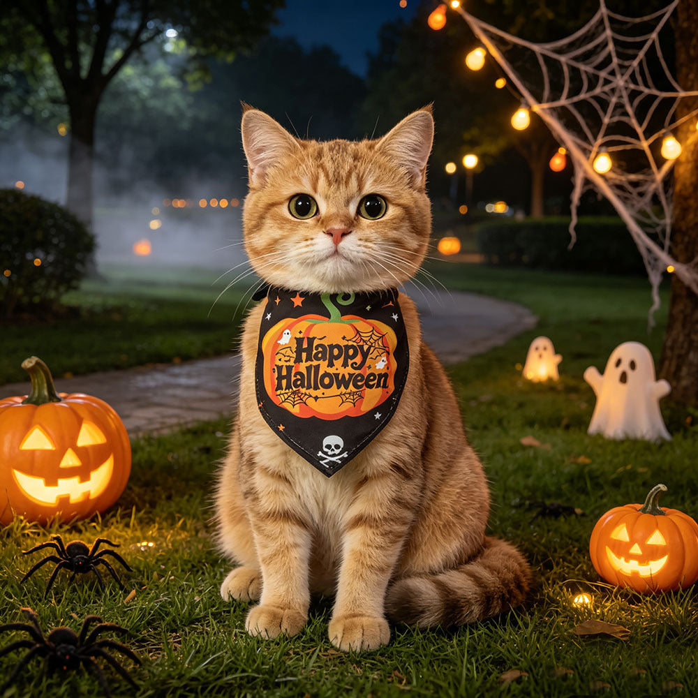 Halloween Pet Bandana Printed Dog Scarf Cat Neckwear by eprolo