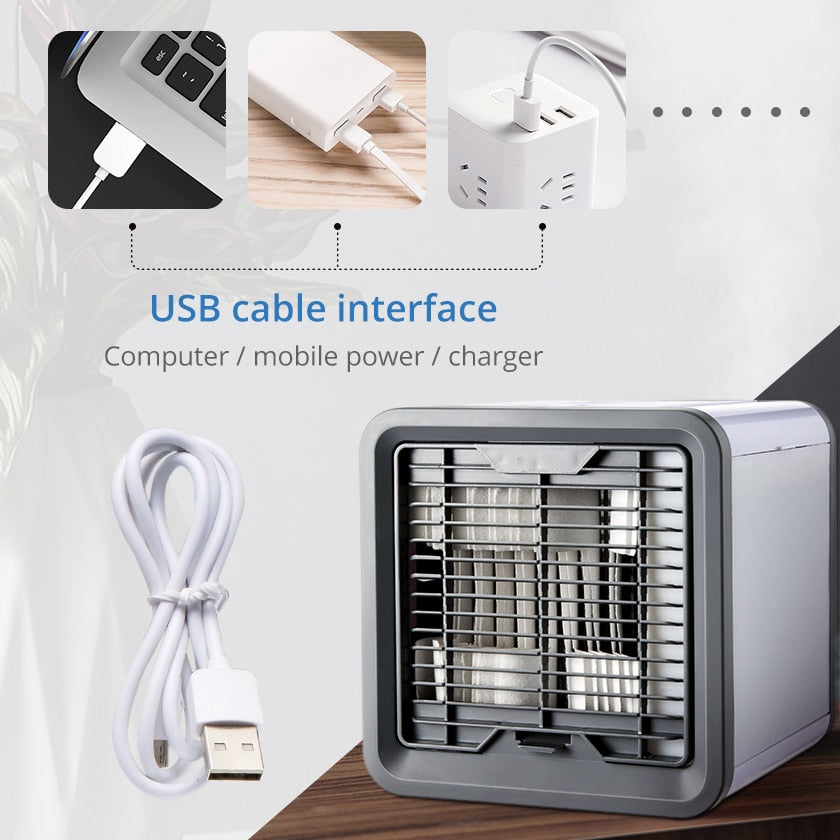 USB Mini Portable Air Conditioner Humidifier Purifier 7 Colors Light Desktop Air Cooling Fan Air Cooler Fan for Office Home by eprolo