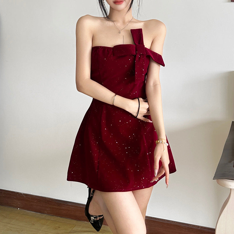 Solid Color Strapless High-Waist Elegant Chic Dress by eprolo