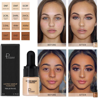 Professional Full Coverage Liquid Foundation Face Base Makeup Natural Color Concealer Whitening Lasting Primer Makeup