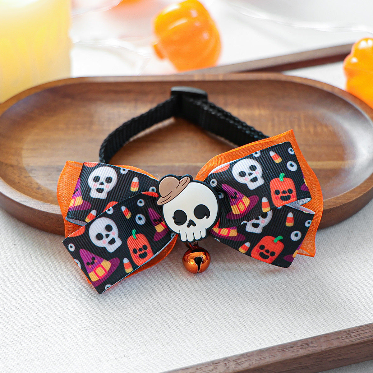 Pet Halloween Pet Collar with Funny Pumpkin Decoration, Dog Collar with Bow Tie, Cat Scarf for Small Dogs by eprolo