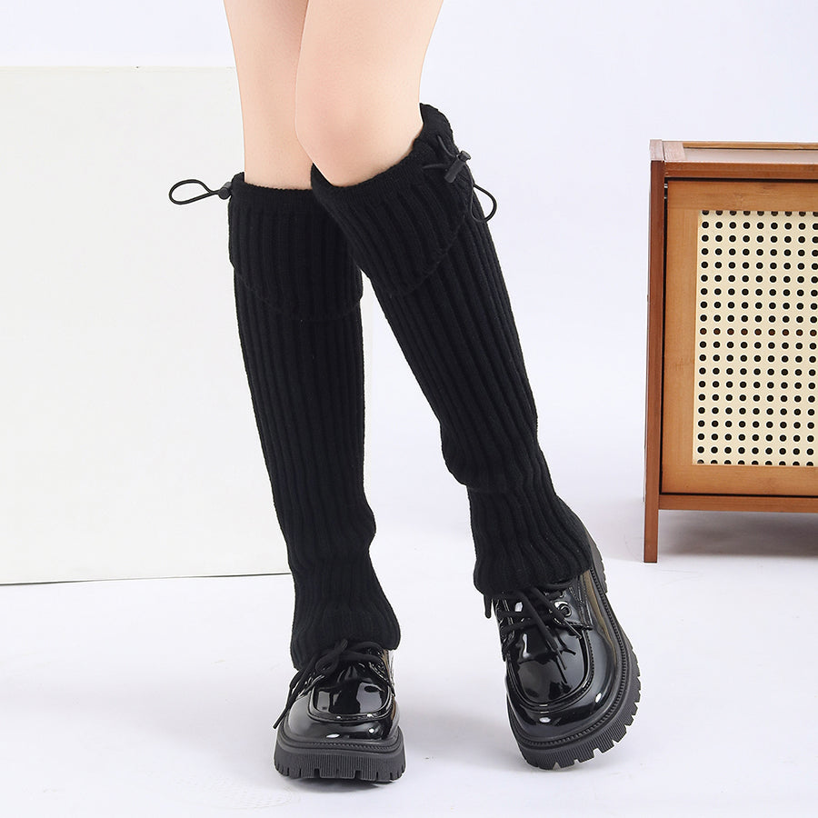 Solid Versatile Leather Strap Knitted Leg Warmer Leg Cover Leg Warmer For Daily Party by DERILUJA LLC