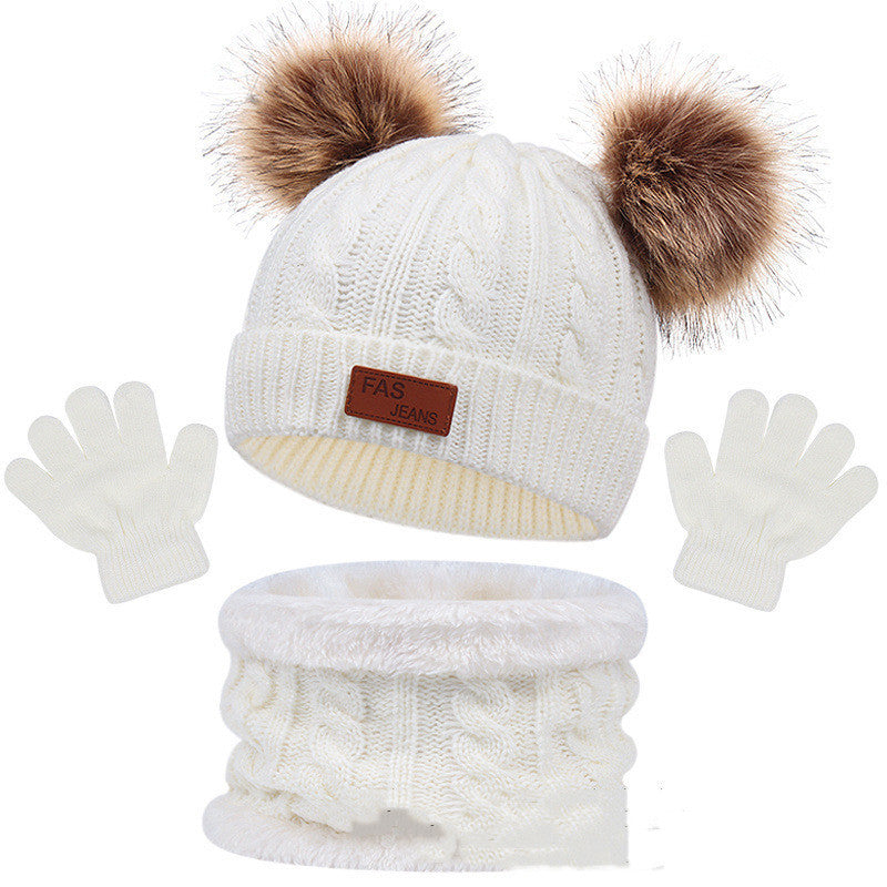Children's Hat Scarf Gloves Three-piece Set by My Store