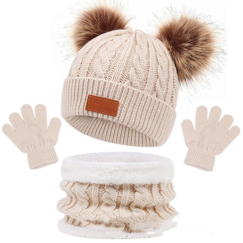 Children's Hat Scarf Gloves Three-piece Set by My Store