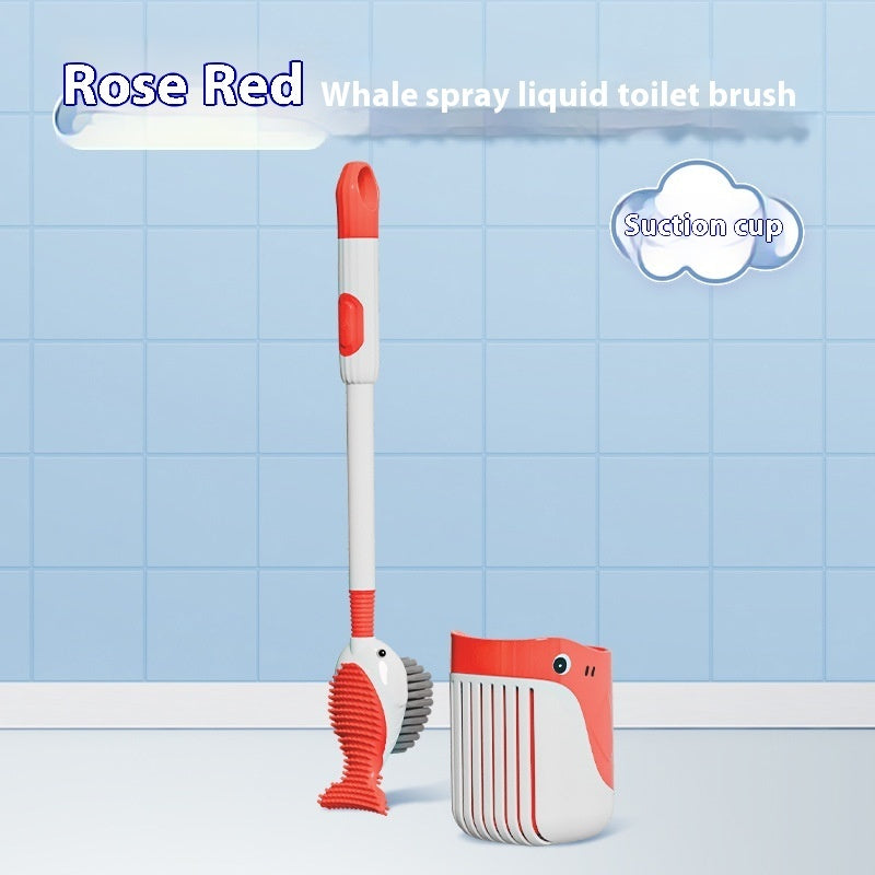 Squirt Whale Toilet Brush 360-Degree Cleaning Brush With Silicone Head Hanging Hole Design Wall-mounted Toilet Brush by DERILUJA LLC