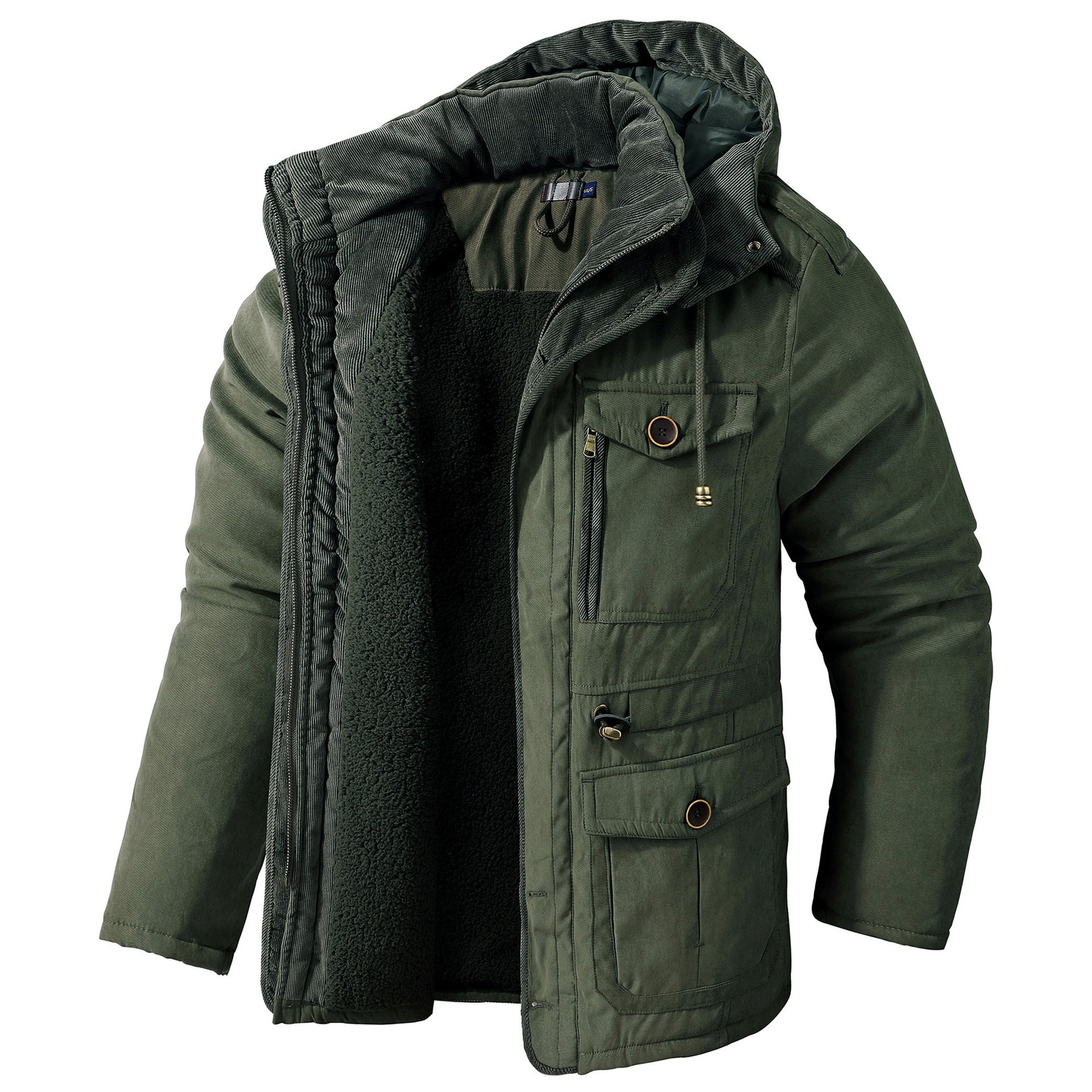 Men's Plus Size Lambswool Hooded Cotton Jacket by My Store