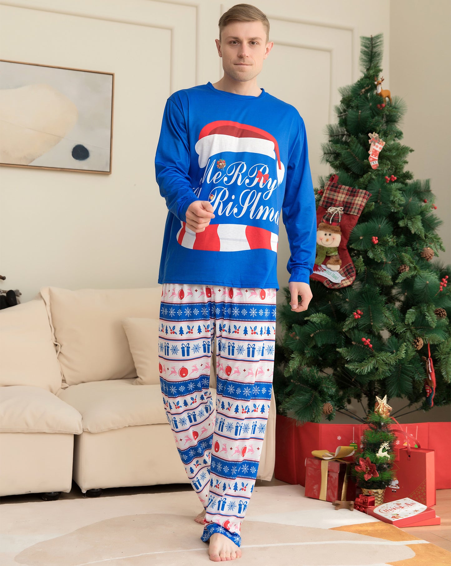 Christmas Hat Letters Printed Homewear Two-piece Set by My Store