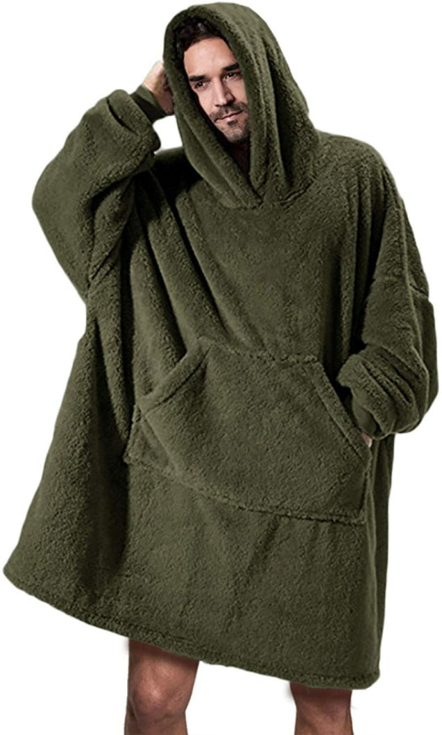 Hoodie Sweatshirt With Big Pocket Tops Sweater Comfortable Loose Double-Sided Fleece Thicker Wearable Blanket by DERILUJA LLC