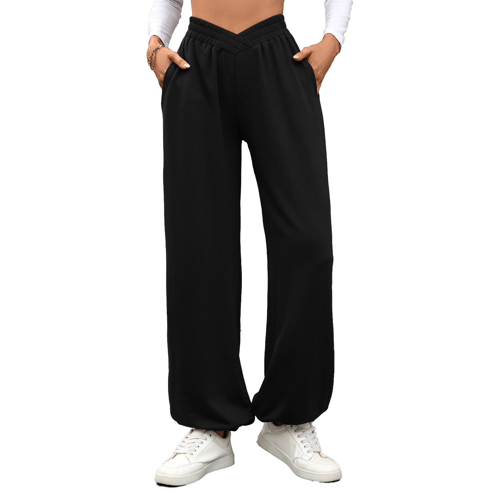 Loose Wide Leg Pants with Elastic Waist and Pockets for Women by eprolo