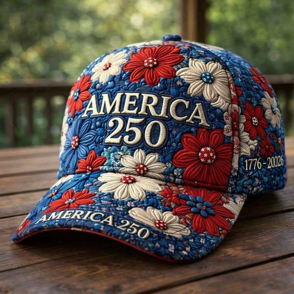 America's 250th Anniversary Rose 3D Printed Baseball Cap For Daily Travel And Independence Day Celebration by DERILUJA LLC