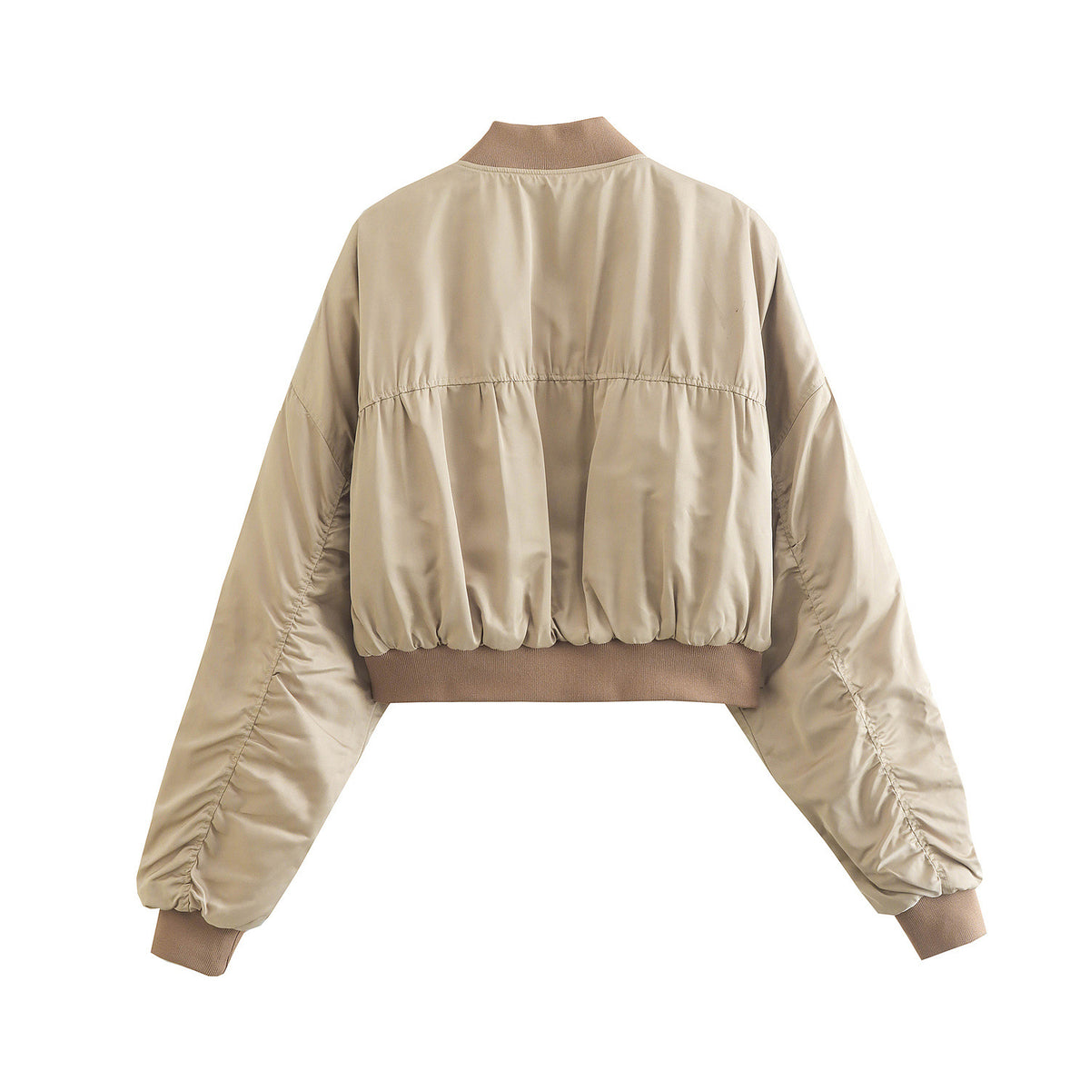 Fashion new silk texture zipper decoration short jacket women's clothing by eprolo