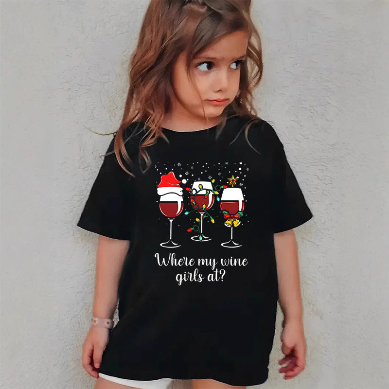 Combed Cotton New Christmas Children's Short Sleeve Girls' T-Shirt Kids Clothing Boys' Short Sleeve by eprolo