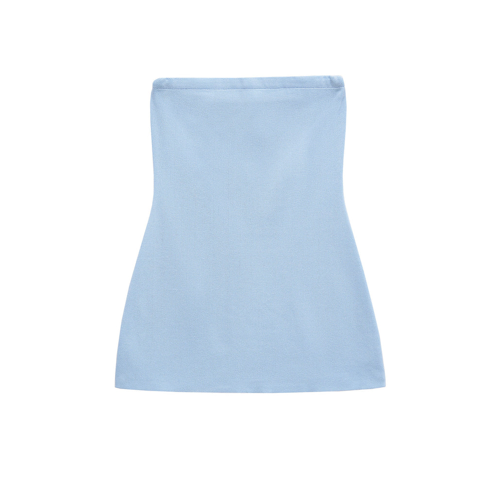 Knitted strapless and hollowed out pants set